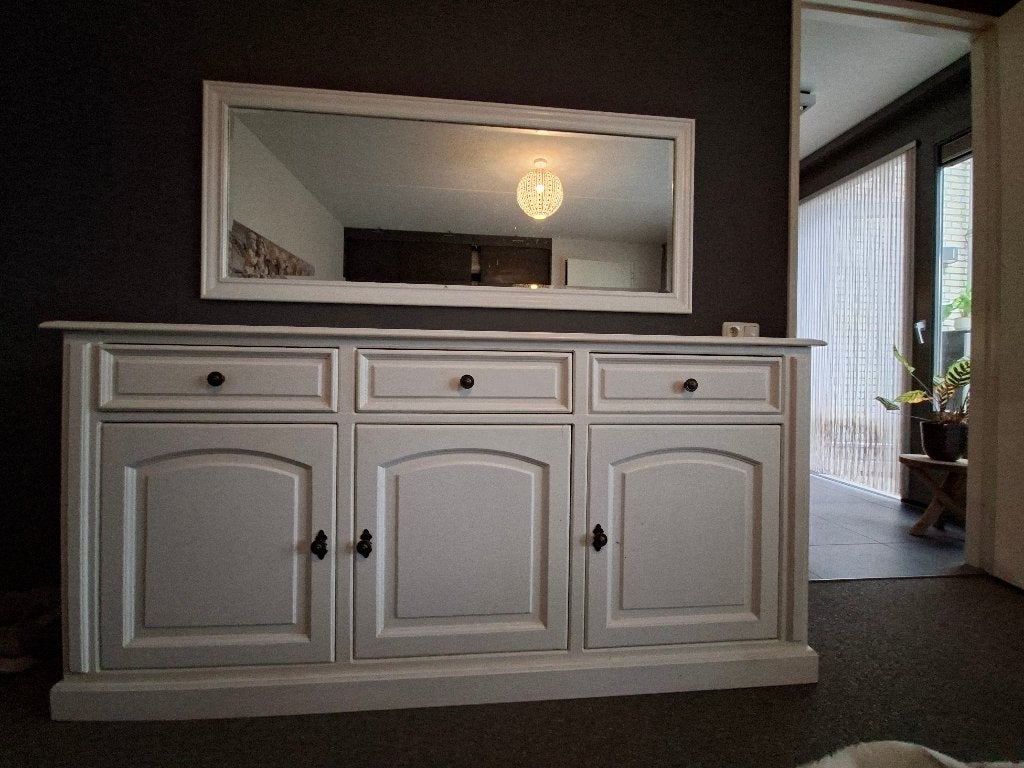 Stevig wit dressoir met 3 lades en legplanken, Ophalen, Gebruikt, 150 tot 200 cm, Met lade(s)