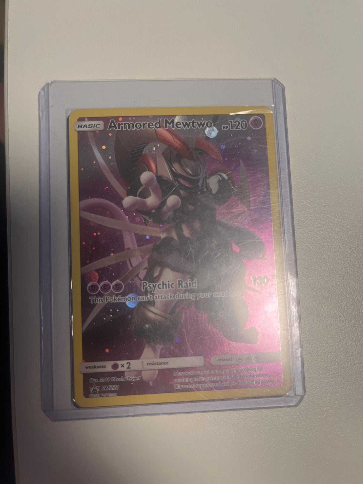 Pokemon Armored Mewtwo Sun & Moon 228 Promo Kaart, Verzenden, Zo goed als nieuw, Losse kaart, Foil