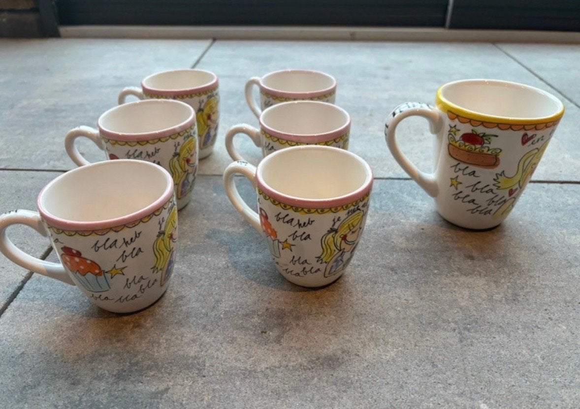Blond Amsterdam mokken - Set van 7, Huis en Inrichting, Keuken | Servies, Ophalen, Gebruikt, Keramiek, Mok