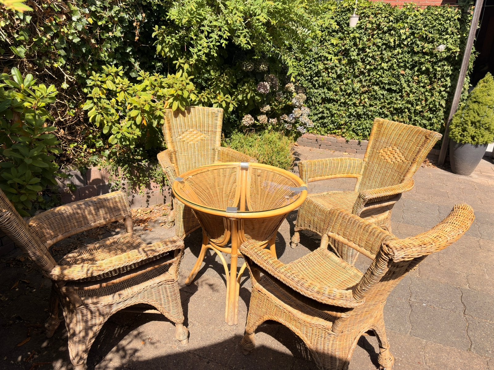 Rotan tuinset 4 personen, Ophalen, Gebruikt, 4 zitplaatsen, Tuinset