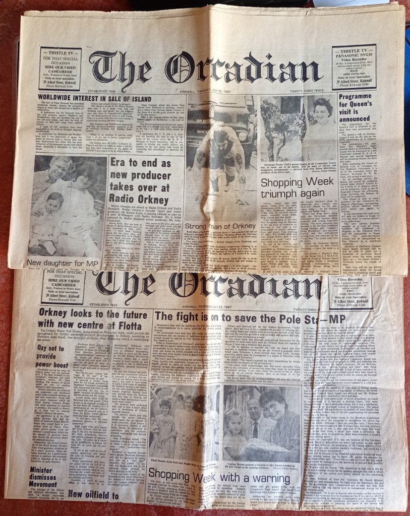 2 nummers van the Orcadian, de krant van Orkney 1987, Ophalen, Gelezen, Krant