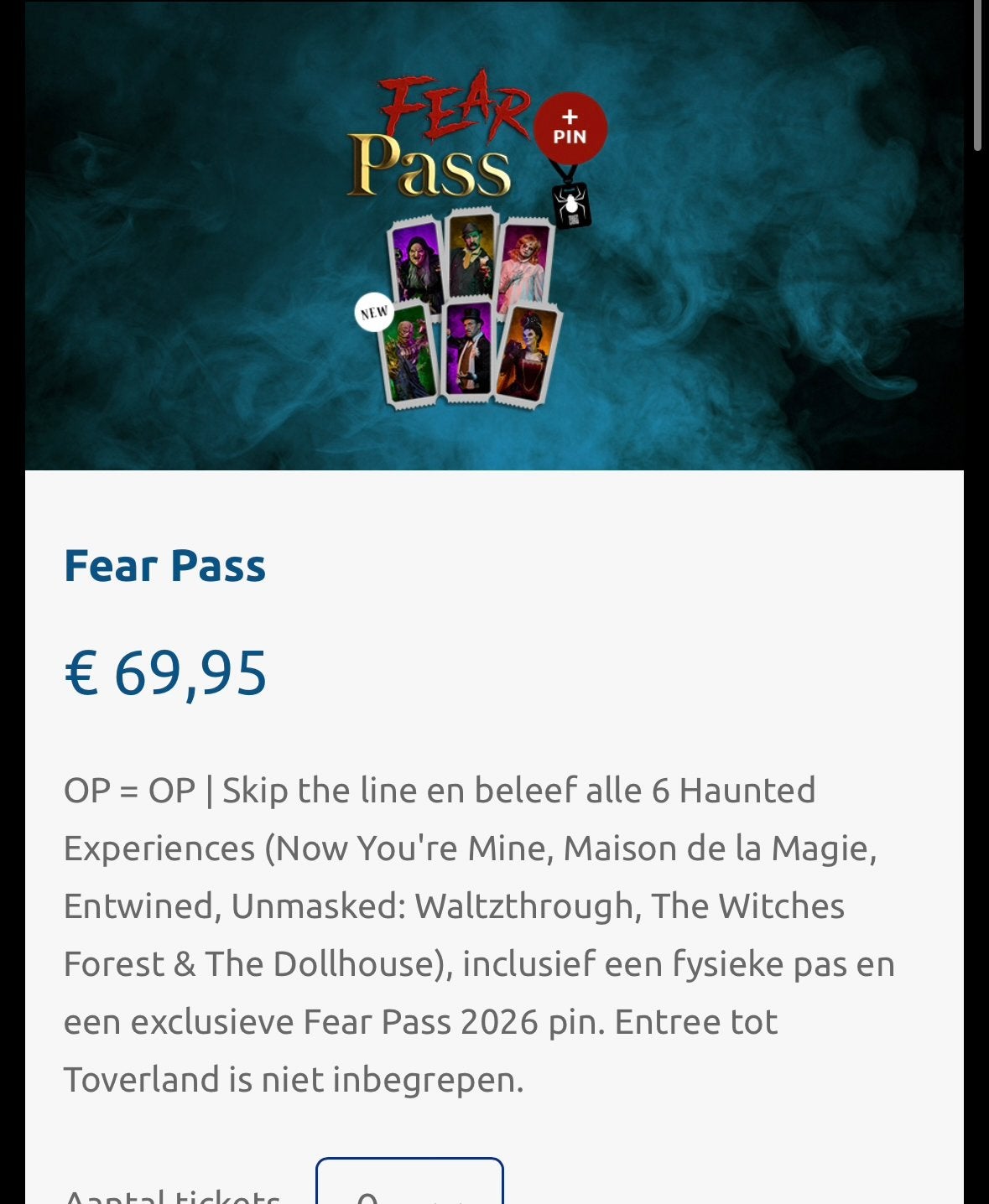 Gezocht: fear pass toverland 19 oktober, Tickets en Kaartjes