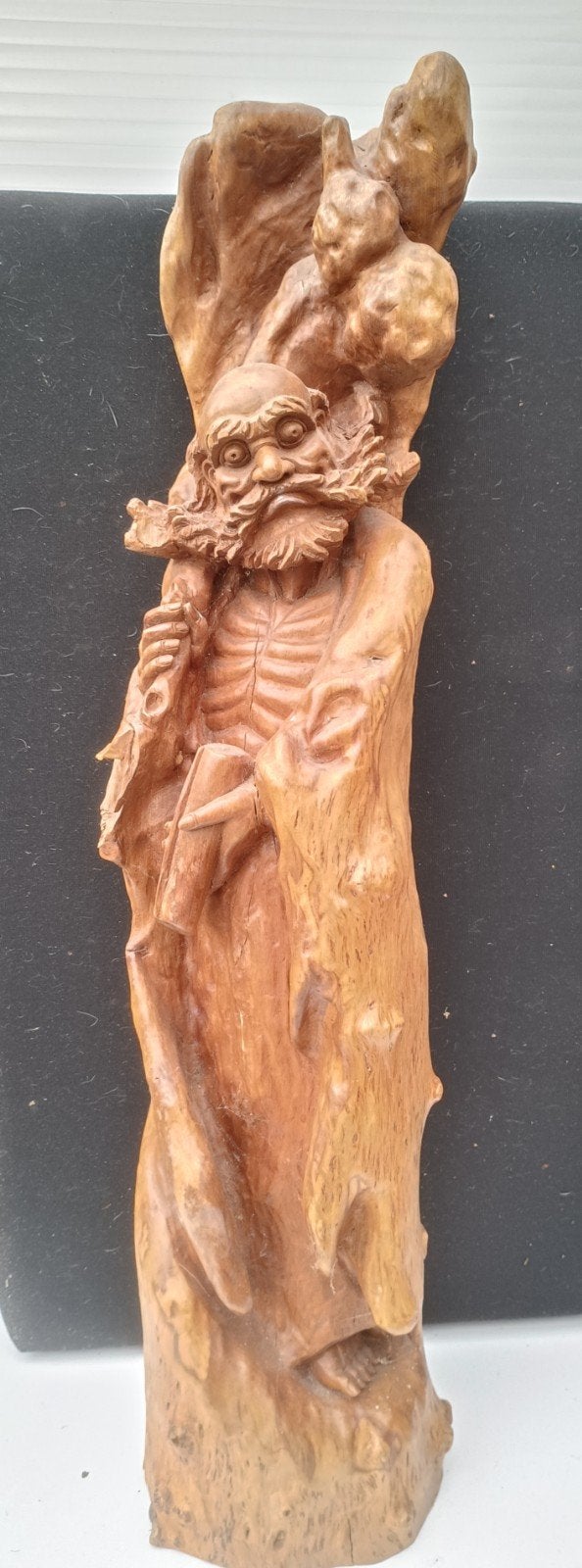 Antiek Balinees Houtsnijwerk Beeld - Aziatisch, Houtsnijwerk, Handgemaakt, Hout, Bruin