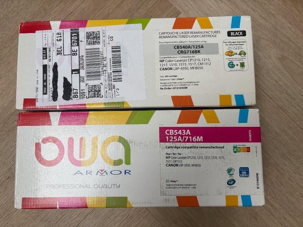 2 huismerk toners CB540A-CB543A zwart en magenta (HP 125A), Ophalen of Verzenden, Nieuw, Toner, Huismerk