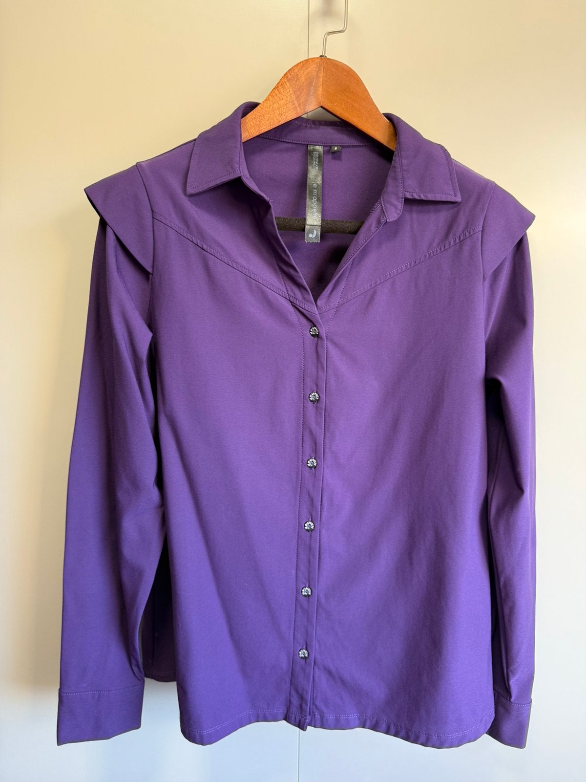 Je m’Appelle paarse blouse van travelstof | S, Ophalen of Verzenden, Zo goed als nieuw, Maat 36 (S), Paars