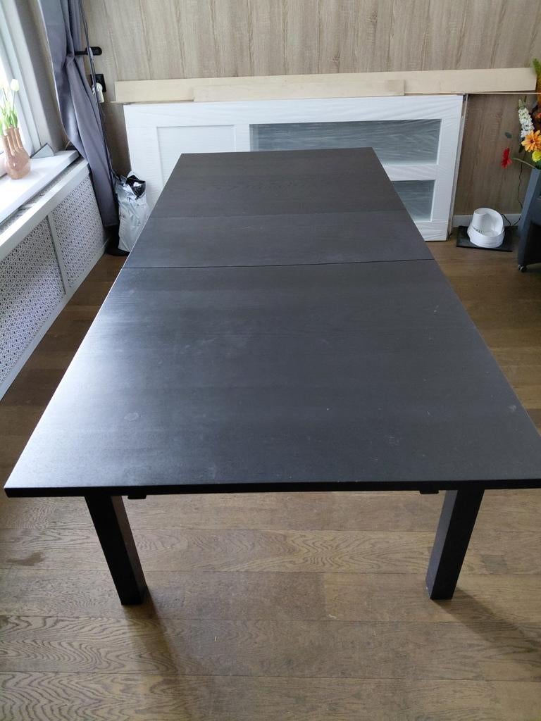 Ikea Bjursta, zwart,uitschuifbaar 175-218-260, Ophalen, Gebruikt, 200 cm of meer, 50 tot 100 cm