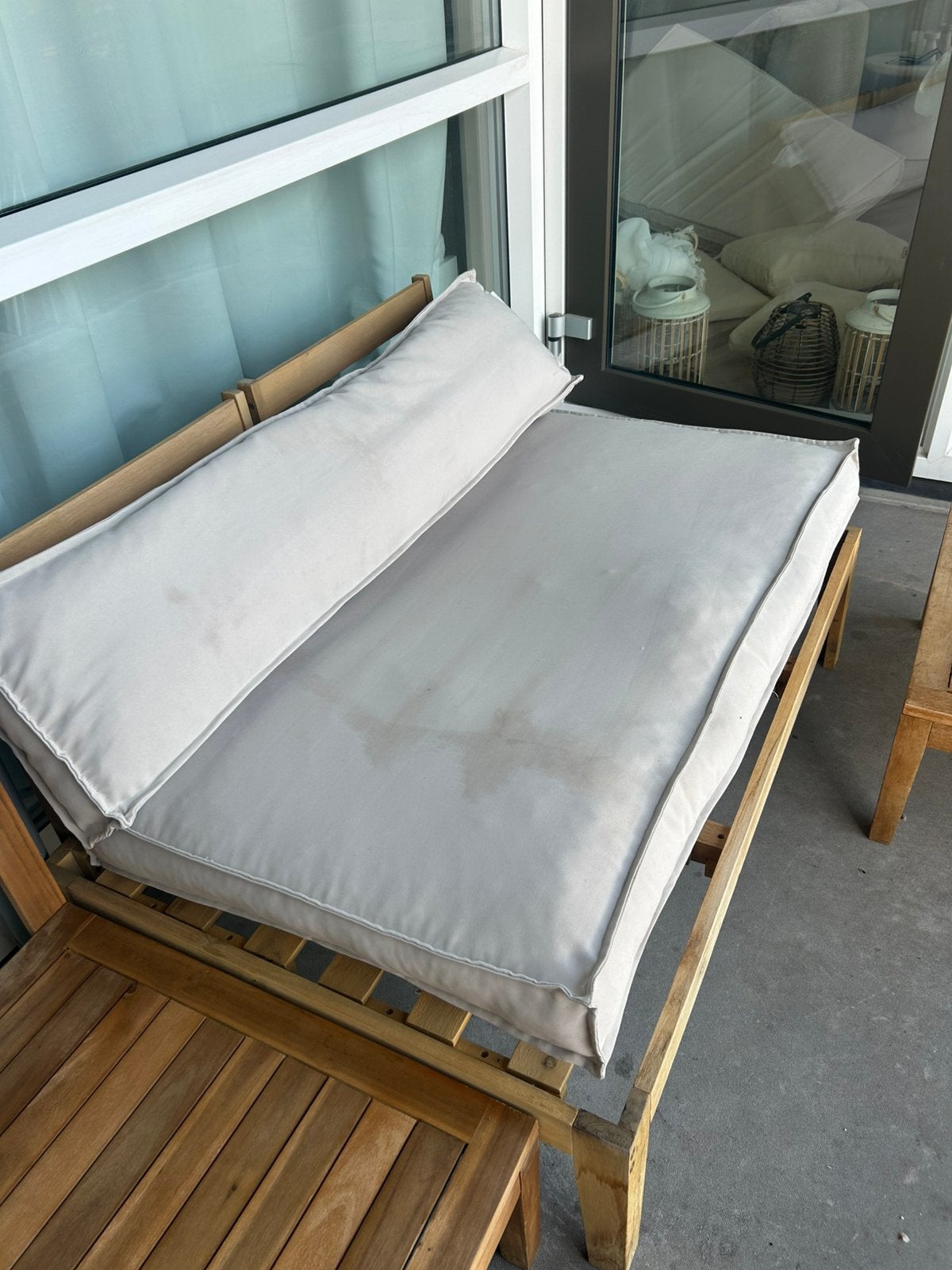 Pallet kussen 120cm breedte , 80cm diep, Ophalen, Zo goed als nieuw, Hout