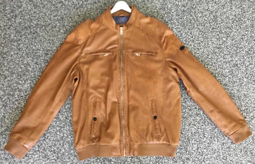 Echt leren Jas DNR MT 58, Ophalen of Verzenden, Zo goed als nieuw, Maat 56/58 (XL), Bruin