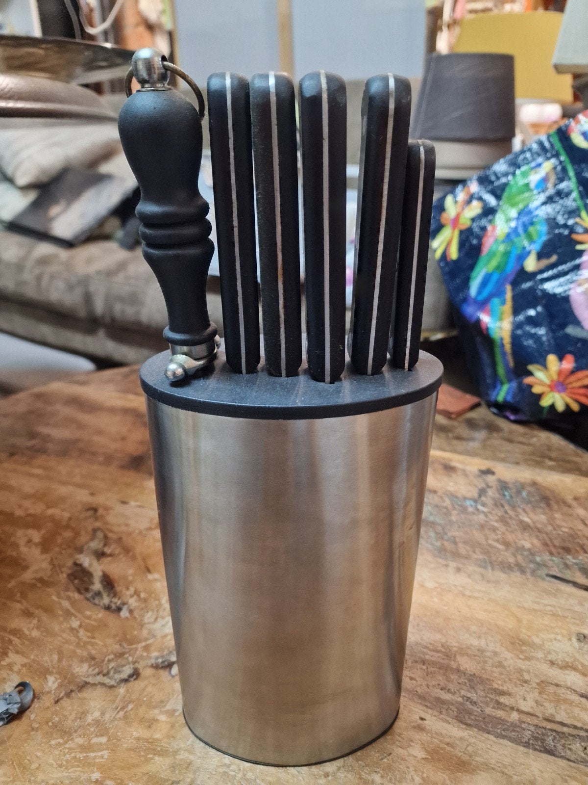 Messenset met RVS blok - Compleet en scherp, Ophalen, Zilver, Metaal, Overige typen