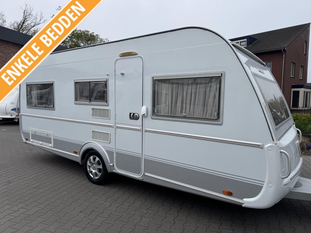 Tabbert Puccini 495 HE / enkele bedden / mover / voortent, Caravans en Kamperen, Caravans, Schokbreker, Rondzit, Tabbert, Bedrijf