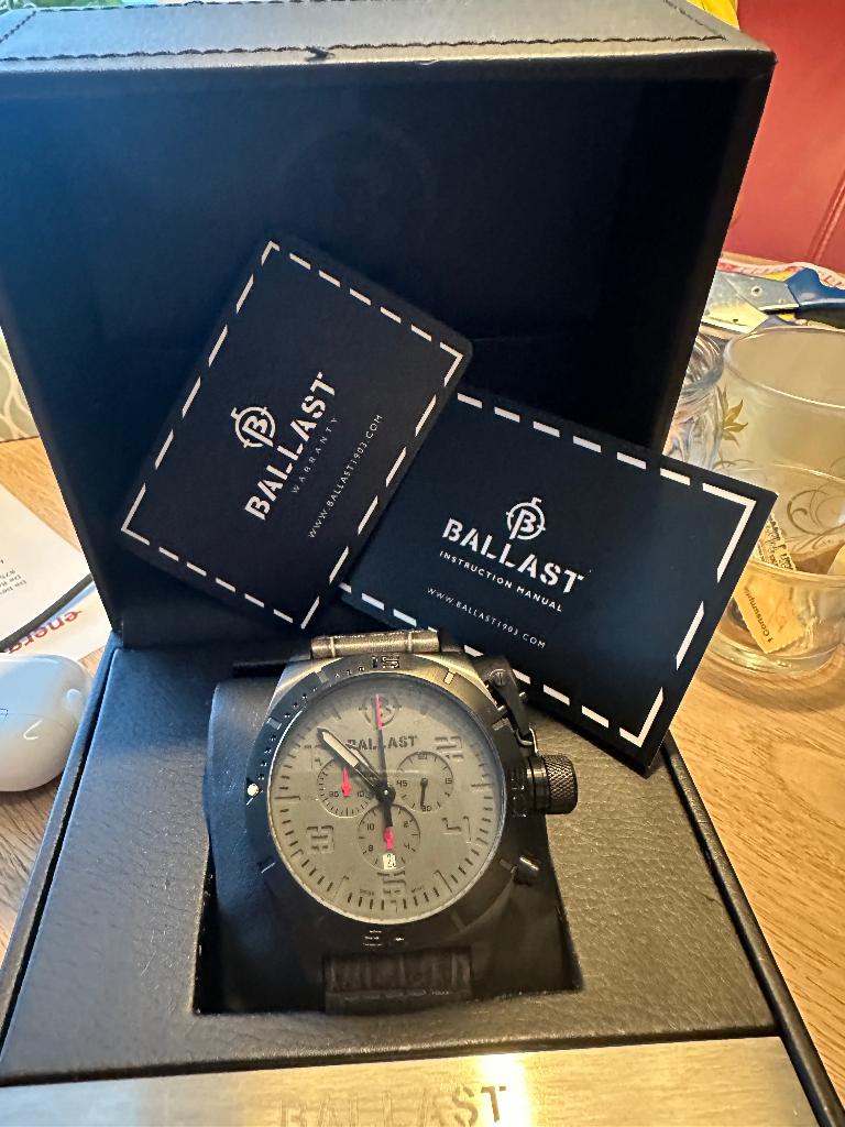 BALLAST Horloge, Leer, Staal, Polshorloge, Zo goed als nieuw