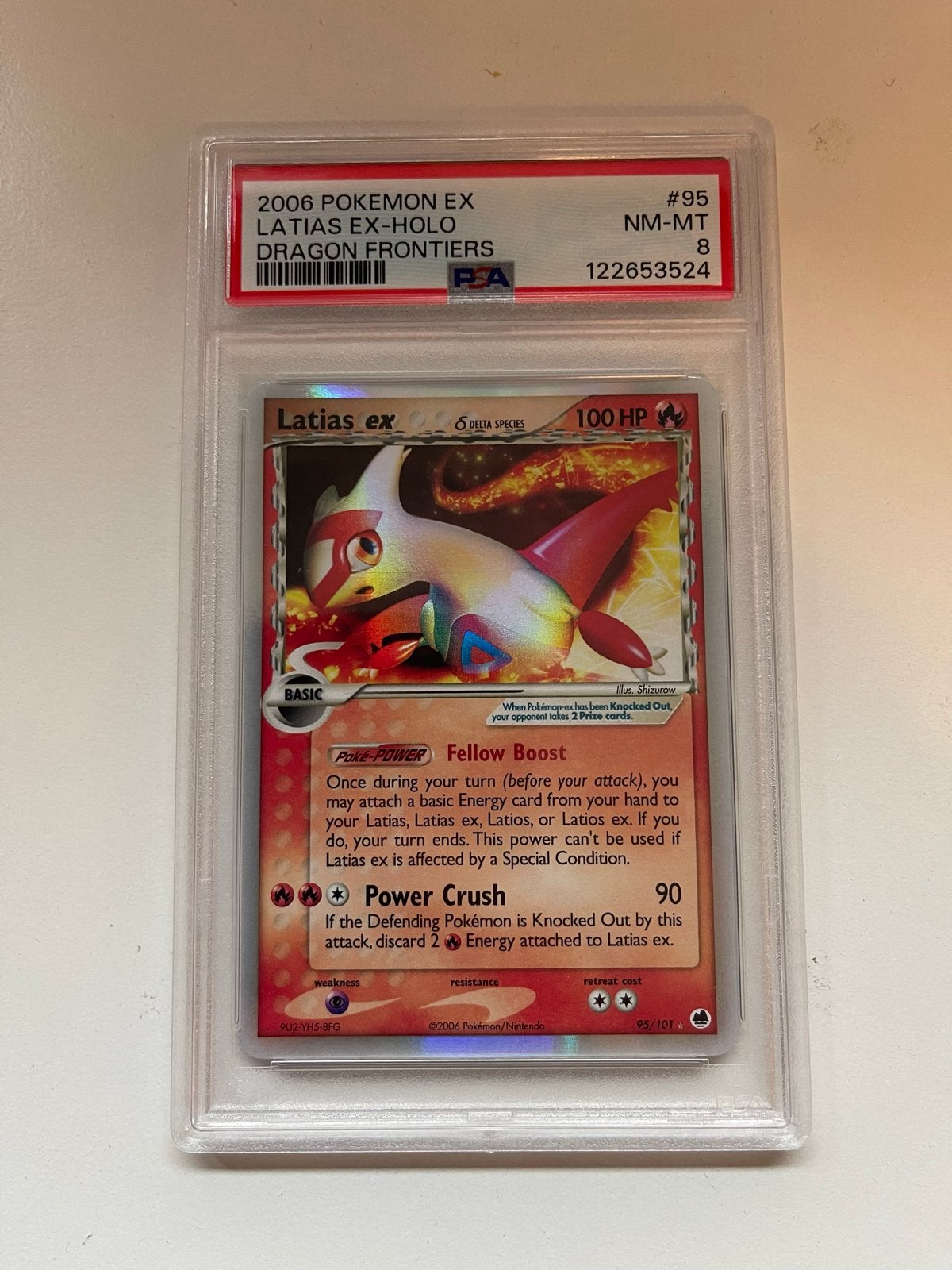 Pokemon Latias ex Holo Dragon Frontiers PSA 8 NM-MT, Ophalen of Verzenden, Zo goed als nieuw, Losse kaart, Foil