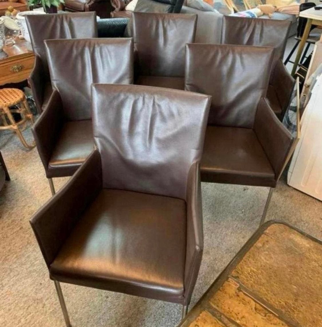 Stoel set van 6 Bert Plantagie stoelen in luxe bruin leder., Ophalen of Verzenden