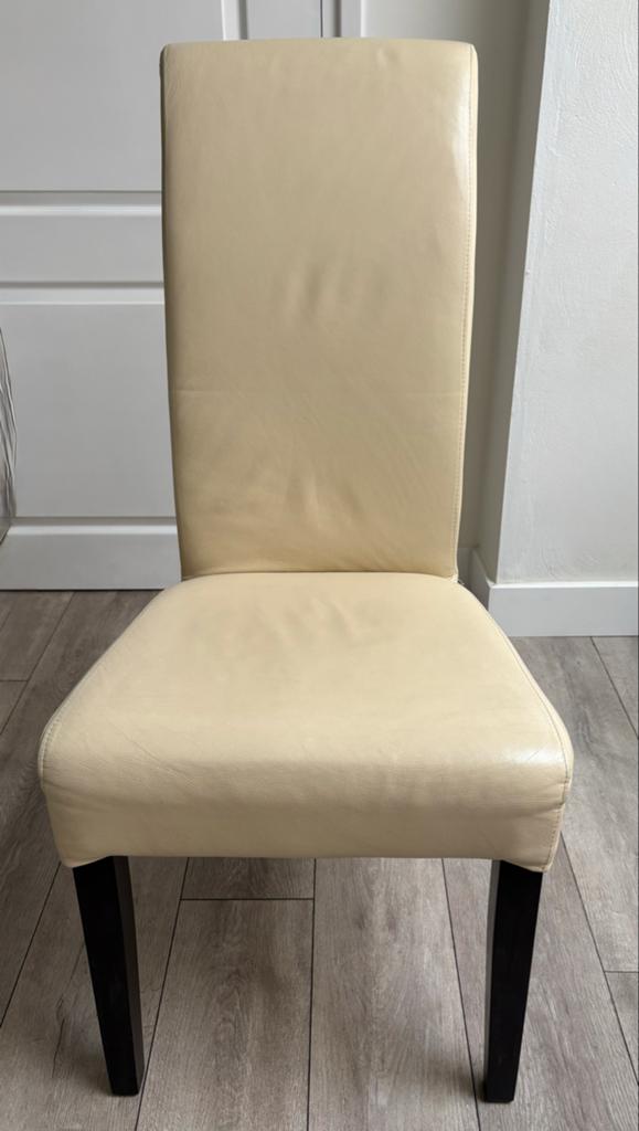 6 Eetkamerstoelen - Crèmekleurig met donkere poten- Bladel, Ophalen, Gebruikt, Overige kleuren, Vijf, Zes of meer stoelen