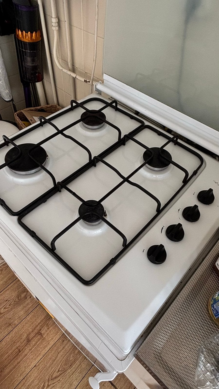 Pelgrim Gasfornuis met 4 Kookzones en Glazen Deksel, Witgoed en Apparatuur, Fornuizen, Ophalen, Gebruikt, 60 cm of meer, 4 kookzones