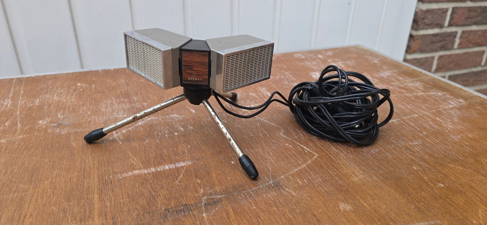 Vintage Stereo Microfoon met Statief - Gebruikt, Muziek en Instrumenten, Microfoons, Ophalen of Verzenden, Gebruikt, Overige typen