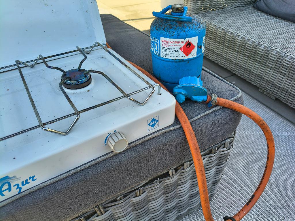 Camping gas stel, Caravans en Kamperen, Ophalen, Gebruikt
