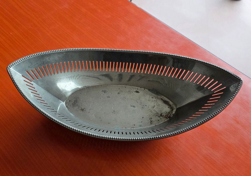 zilverkleurig fruitschaaltje 'schuitje', Antiek en Kunst, Ophalen of Verzenden
