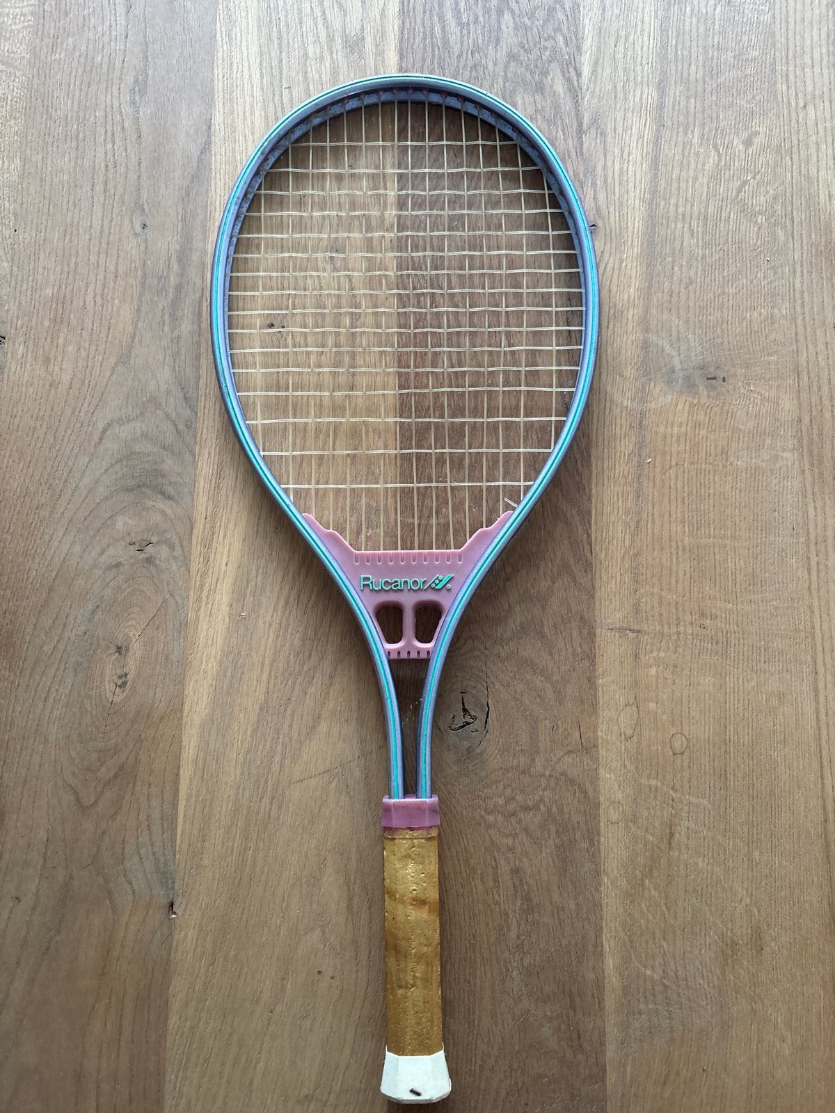 Vintage Rucanor Tennisracket - Blauw/Roze, Sport en Fitness, Ophalen of Verzenden, Gebruikt, Racket, Overige merken