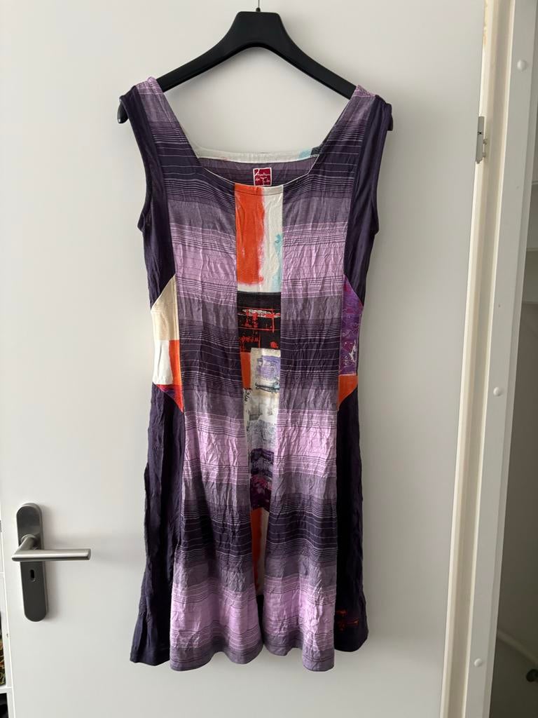 Aventures des Toiles jurk M, paars/lila/oranje, 90% viscose, Kleding | Dames, Verzenden, Zo goed als nieuw, Maat 38/40 (M), Paars