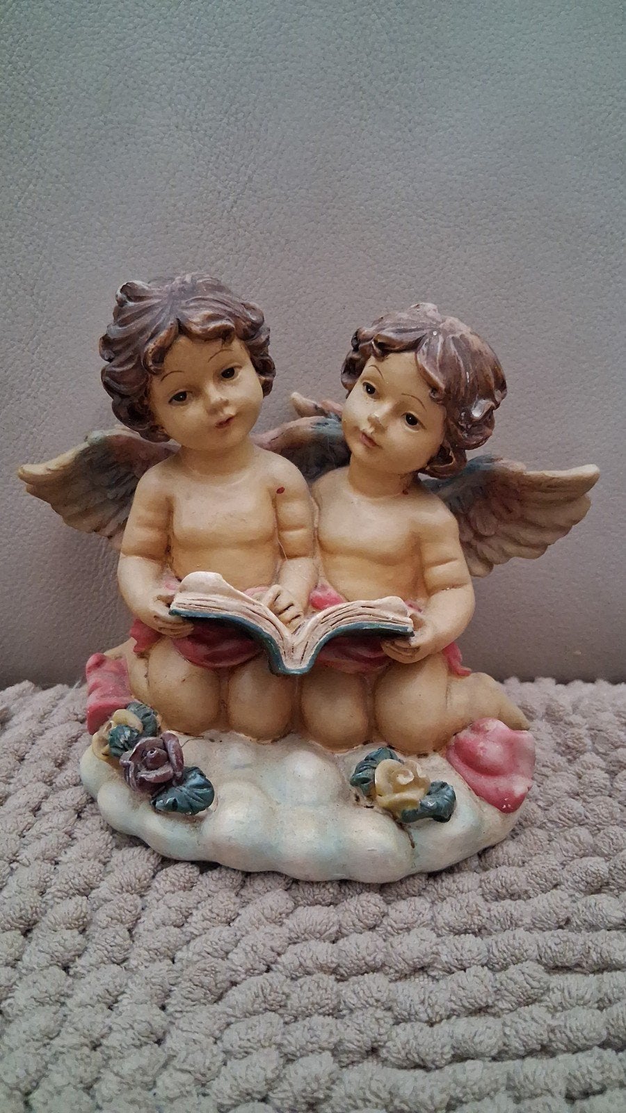 Vintage Engel Beeldje - Twee Engeltjes Lezen Boek, Antiek en Kunst, Ophalen of Verzenden