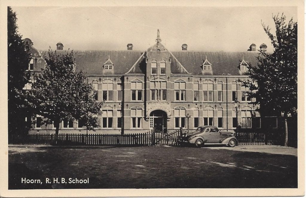 Hoorn (N.H.) Rijks Hogere Burgerschool, Auto, gelopen 1949, Ophalen of Verzenden, 1940 tot 1960, Gelopen, Noord-Holland