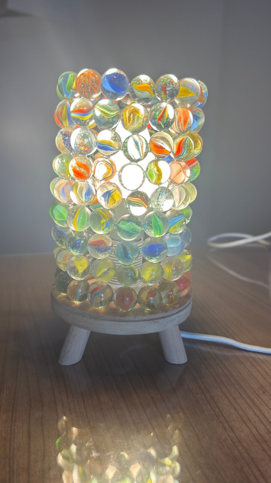 Unieke handgemaakte knikkerlamp met sfeervol licht, Overige merken, Meerkleurig, E14 (klein), Zo goed als nieuw