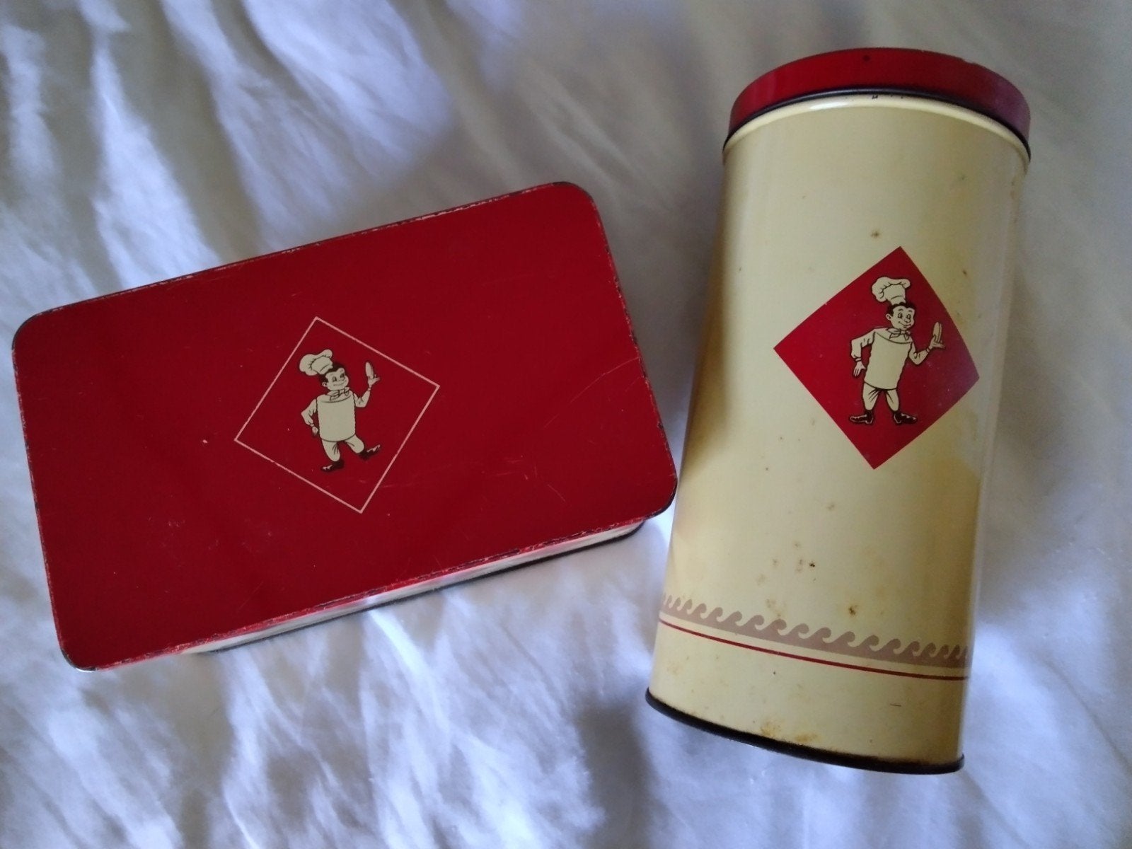 Vintage beschuitbus en koekjestrommel uit de jaren '50, Antiek en Kunst, Ophalen of Verzenden