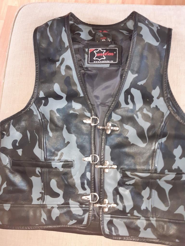 Leren motorvest, Kleding | Heren, Bodywarmers, Ophalen of Verzenden, Nieuw, Maat 56/58 (XL), Zwart