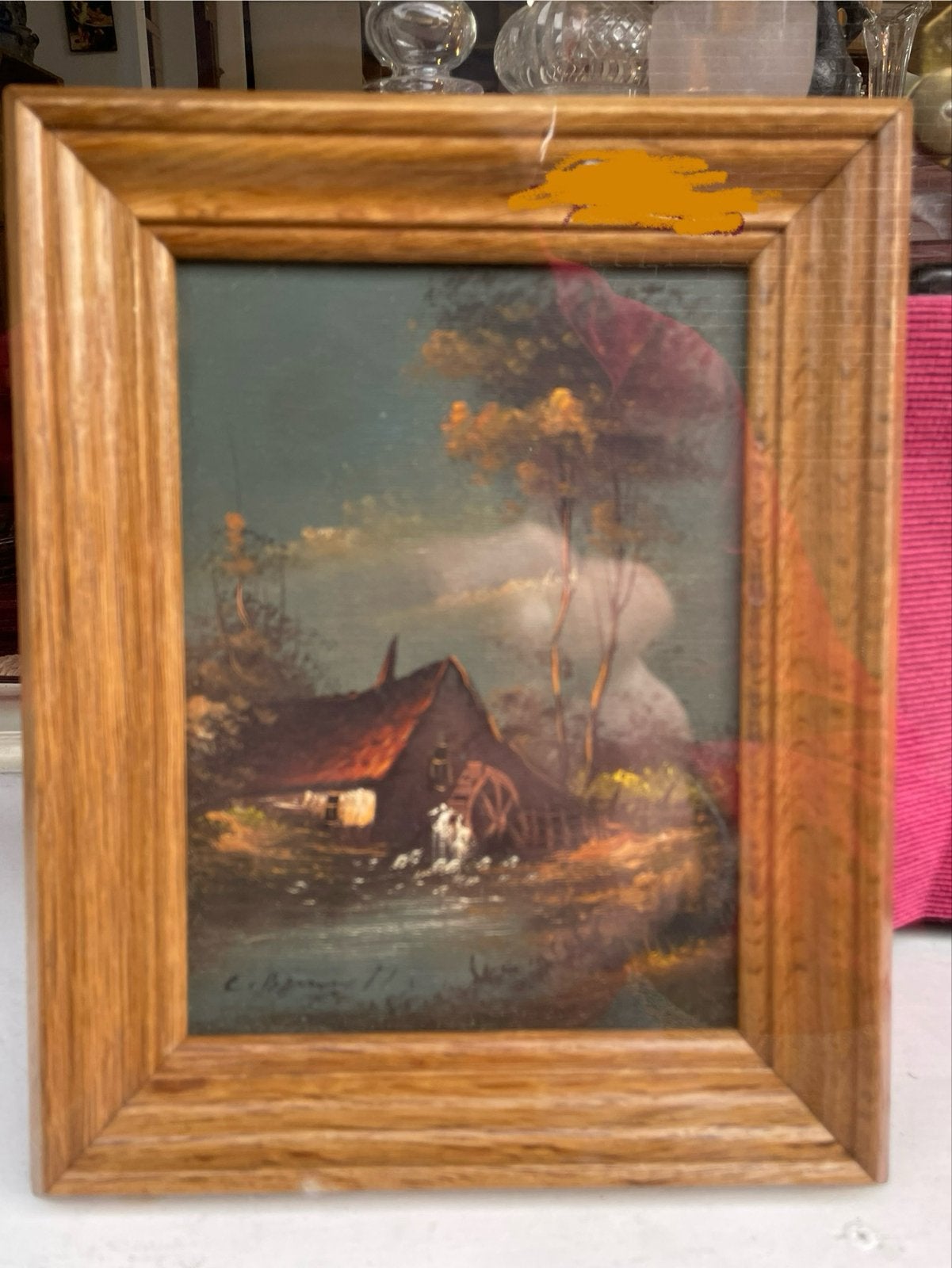 Sfeervol Hollands Landschap Olieverf op doek- C. Bruinsma, Doek, Ophalen of Verzenden, Gesigneerd, Landschap