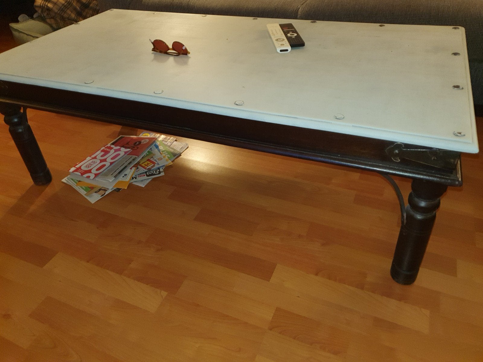 Salontafel + rambo meubel/interieur beits, Ophalen, 50 – 75, Gebruikt, 50 tot 100 cm