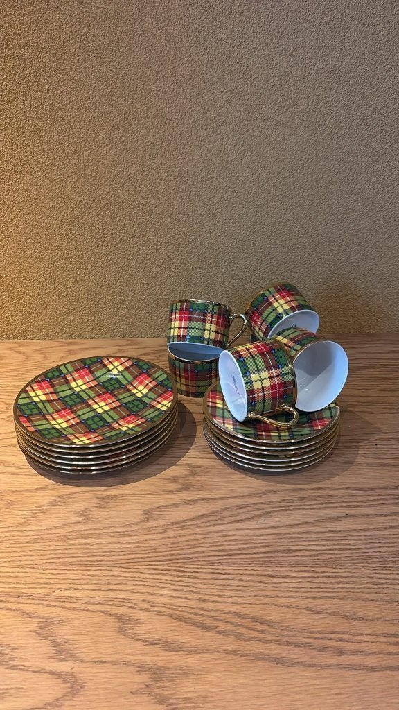 Flamant 6x Kop & Schotel + 6x Gebaksbordje Ontbijtset Kerst, Huis en Inrichting, Overige merken, Vintage, Nieuw, Ophalen of Verzenden