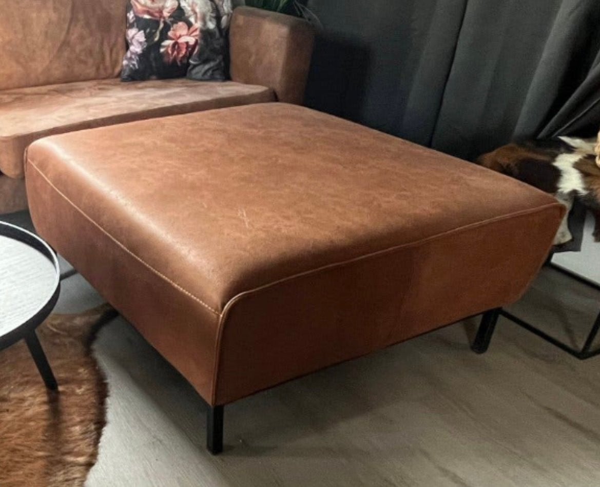 Leren hocker, Ophalen, Zo goed als nieuw, Vierkant, 75 tot 100 cm