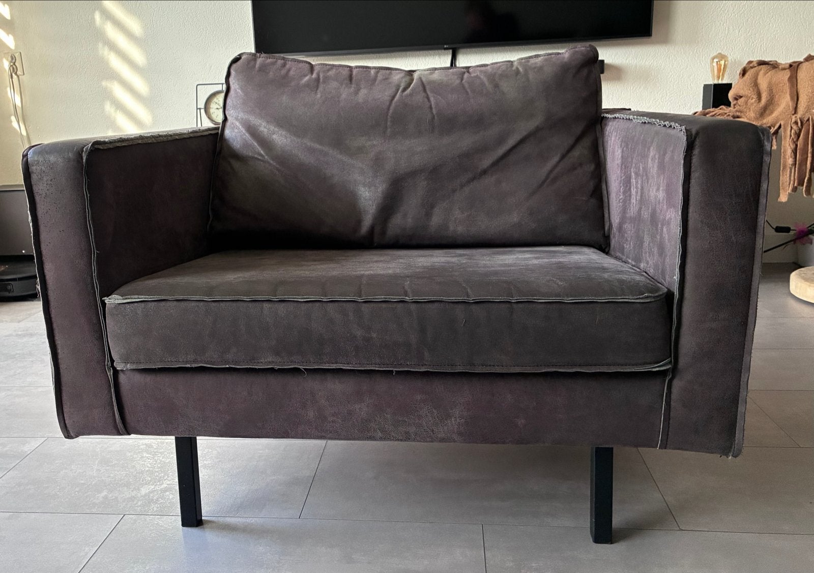 Be Pure Loveseat Rodeo Antraciet Grijs, Huis en Inrichting, Ophalen, Gebruikt, Overige maten, Rechte bank