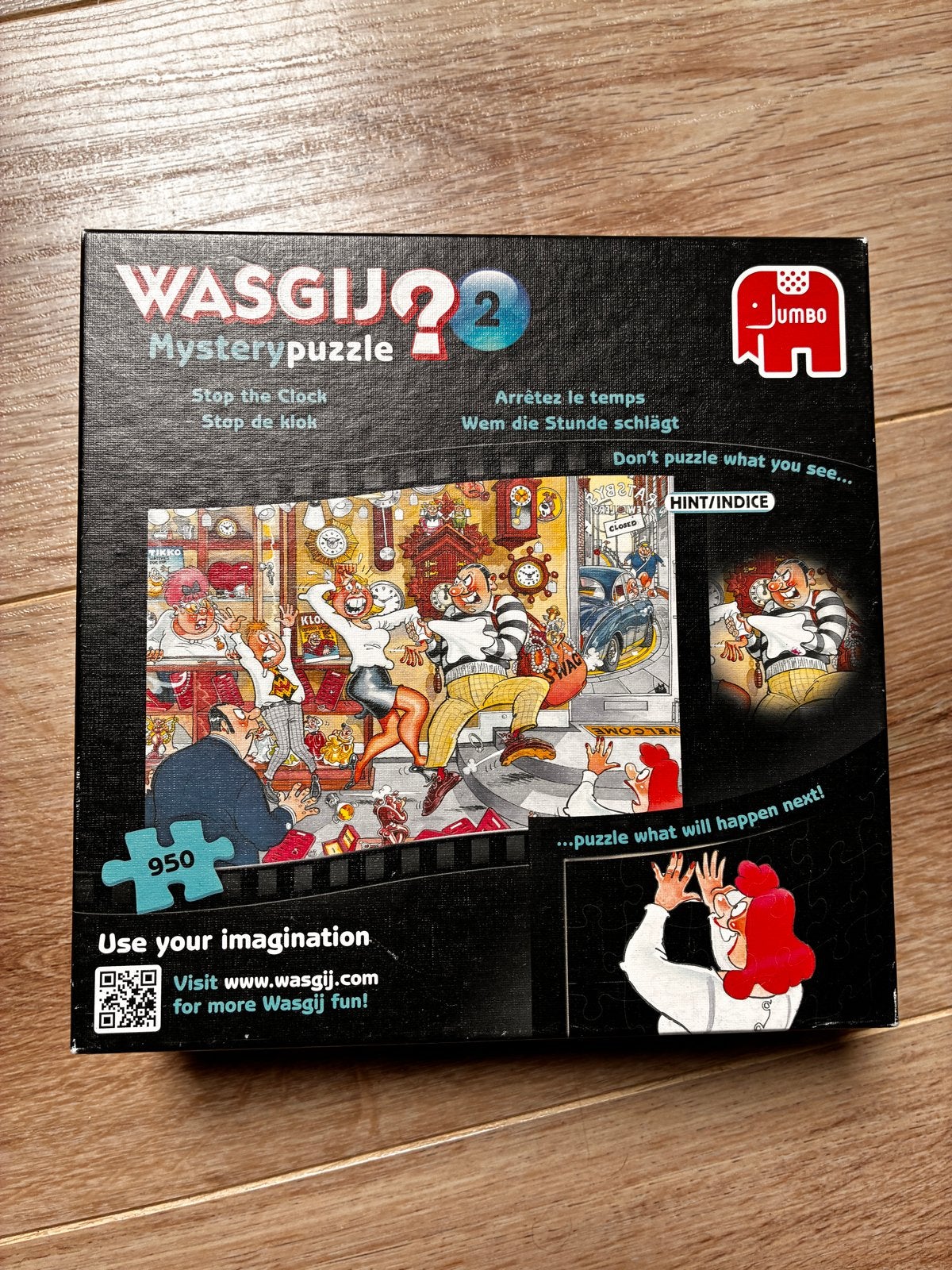 Wasgij Mystery 2: Stop de Klok - 950 stukjes Jumbo puzzel, Ophalen of Verzenden, 500 t/m 1500 stukjes, Gebruikt, Legpuzzel
