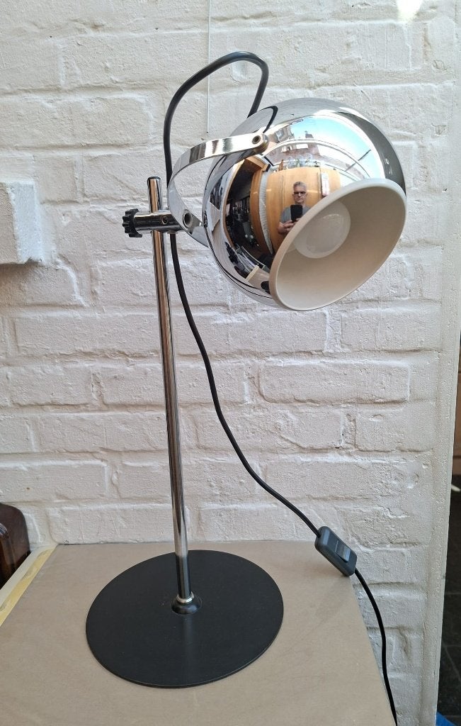 Chrome eyeball lamp, Goffredo Reggiani, Italy, 70s, Ophalen of Verzenden