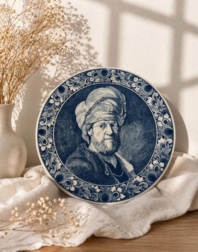 TE KOOP | Delfts blauw sierbord (Rembrandt stijl), Ophalen of Verzenden