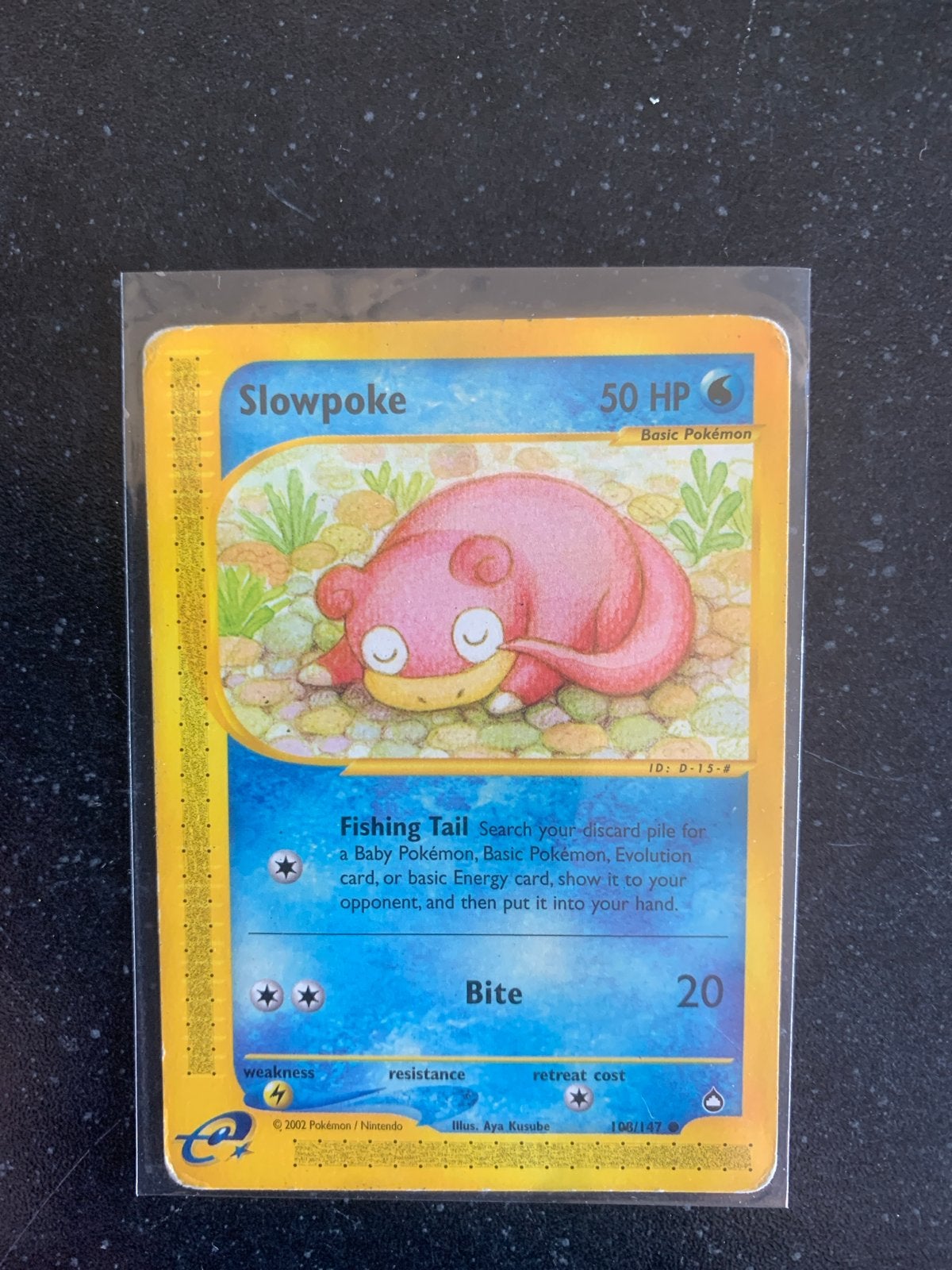 Slowpoke Pokémon kaart 106/147 Aquapolis, Ophalen of Verzenden, Gebruikt, Losse kaart