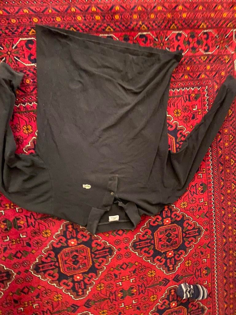 Lacoste Polo Lange Mouwen Zwart - Maat M, Kleding | Heren, Ophalen of Verzenden, Zo goed als nieuw, Maat 48/50 (M), Zwart