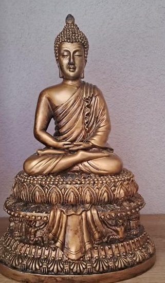 Zwaar mooi gedetailleerd mediterende Boeddha beeld .Thailand, Indonesië, Ophalen of Verzenden, Beeld