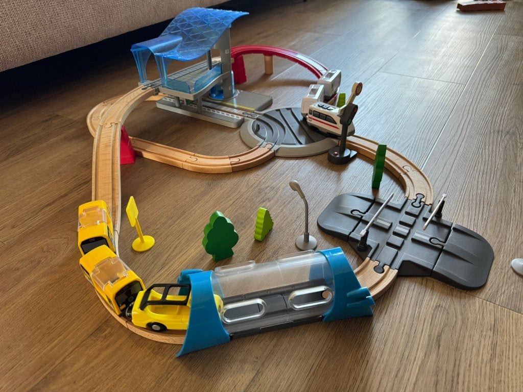 Houten treinbaan – City Express (Playtive), Ophalen of Verzenden, Gebruikt, Duw- of Trekspeelgoed