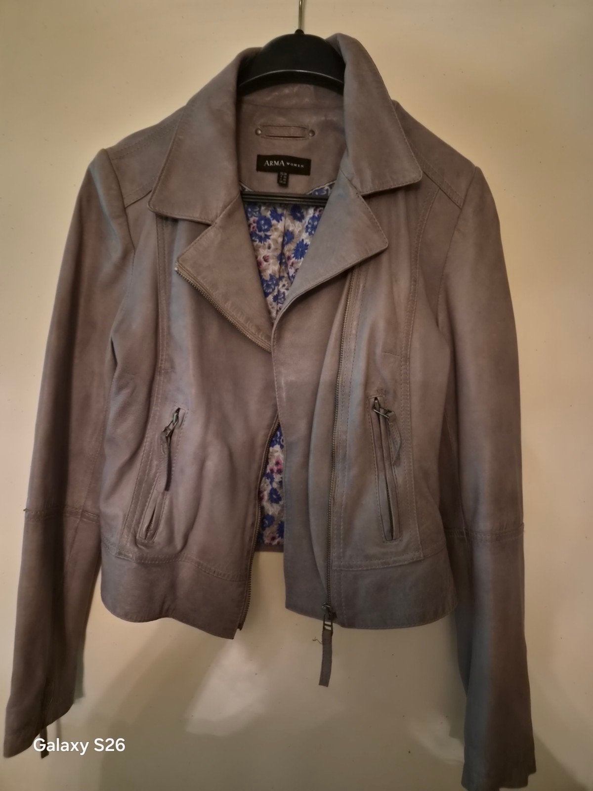 arma leren jas grijs / taupe maat 36, Arma, Ophalen of Verzenden, Zo goed als nieuw, Maat 36 (S)