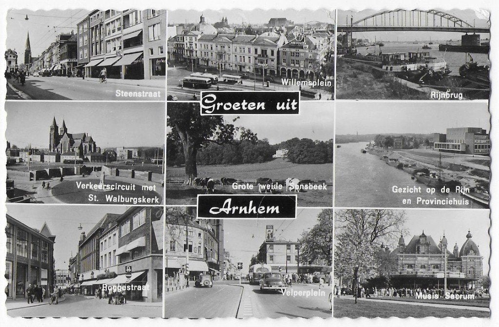 Arnhem oude gelopen ansichtkaart (6200 ), Verzamelen, Ansichtkaarten | Nederland, Ophalen of Verzenden, 1960 tot 1980, Gelopen