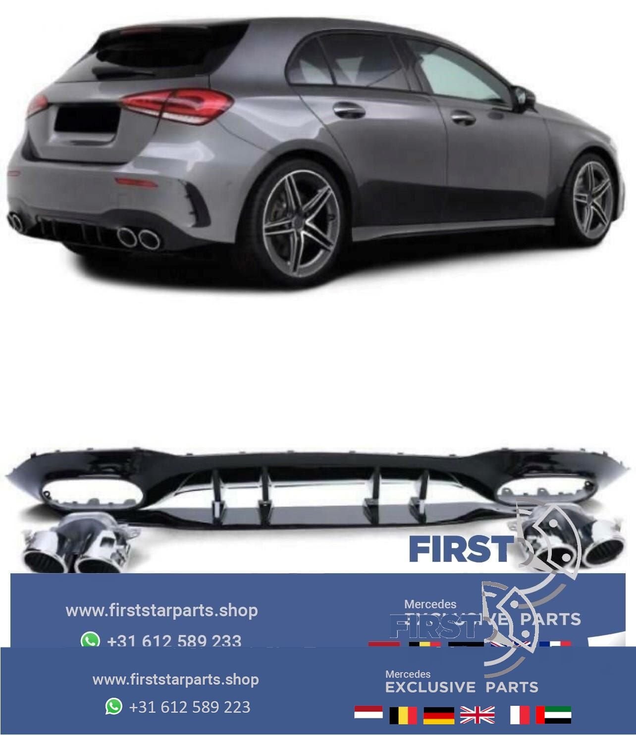W177 A45 S AMG DIFFUSER + UITLAAT SIERSTUKKEN AERO PAKKET Me