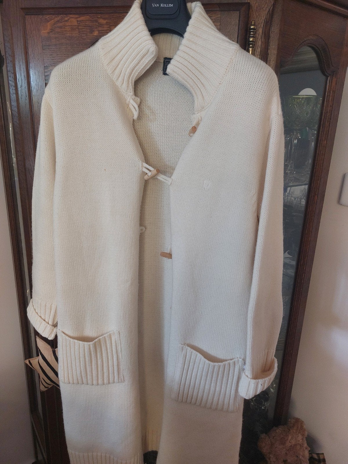 VERKOCHT Falino Lang Gebreid Vest - Crème, Maat XXL, Beige, Maat 46/48 (XL) of groter, Ophalen of Verzenden, Zo goed als nieuw
