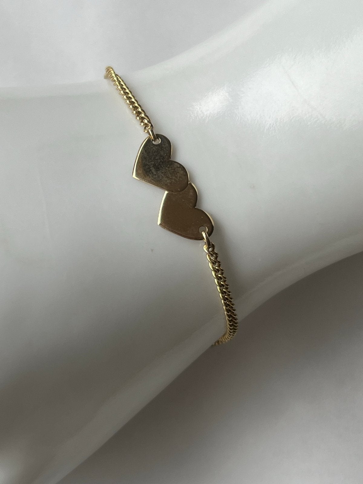 Gouden armband met hartjes - 8 CT - 18,7 cm, Verzenden, Zo goed als nieuw, Goud, Goud
