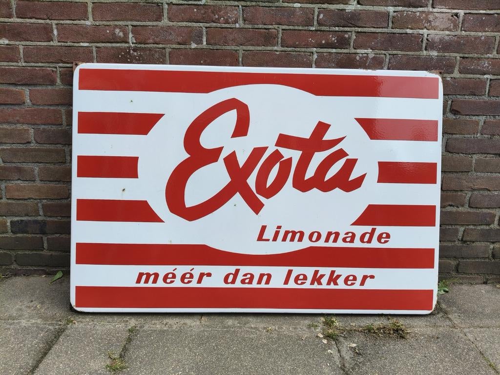 Exota limonade emaille reclamebord 117x79 cm, Ophalen, Gebruikt, Reclamebord