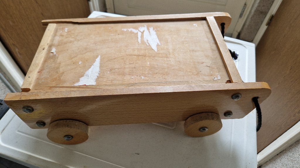 oude houten speelgoed blokken met kar, Ophalen of Verzenden, Gebruikt, Overige typen