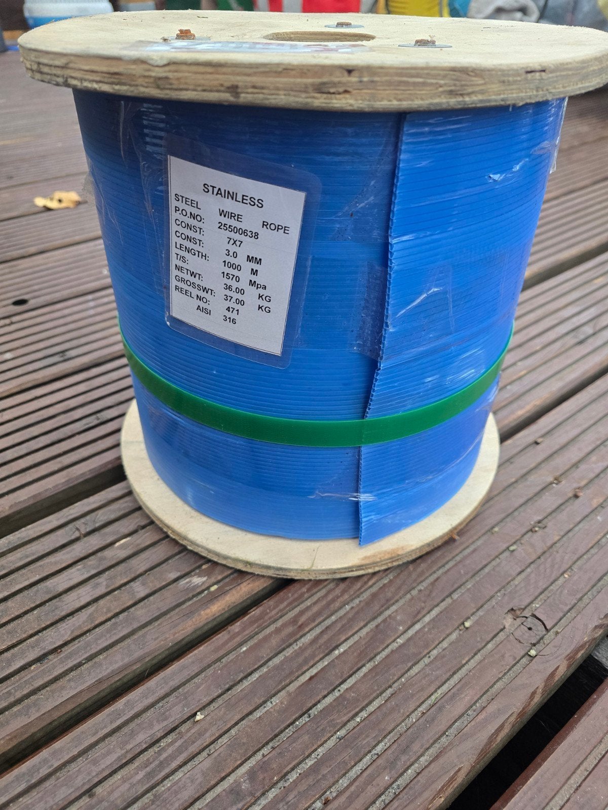 RVS Staalkabel 3mm AISI 316 – 7x7 – 1000 Meter – Nieuw, 250 mm of meer, Overige typen, Nieuw, Ophalen of Verzenden
