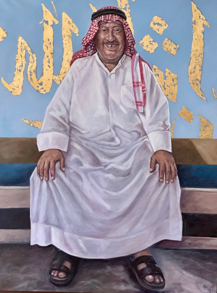Olieverf schilderij Inshallah, Ophalen, Gesigneerd, Olieverf, Figuren